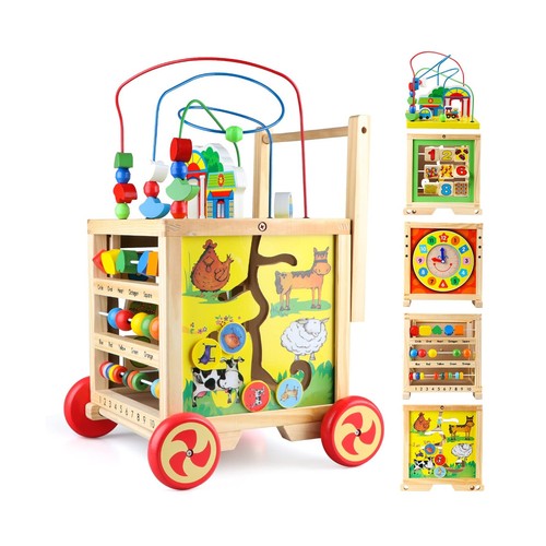 Wooden activity cube - 6, 1