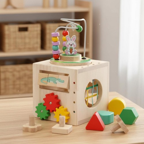 Wooden activity cube - activity,
