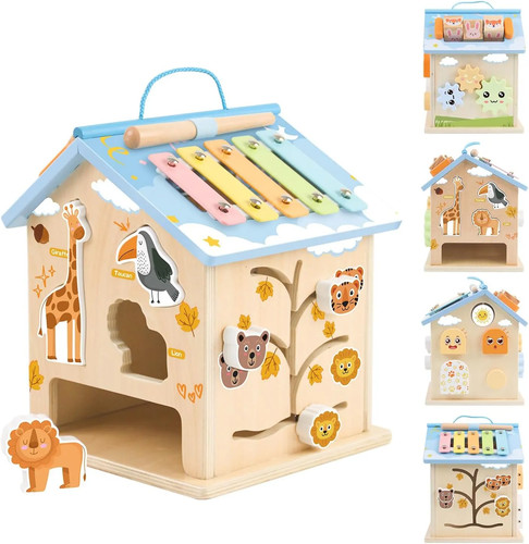 Wooden activity cube - 8-in-1,