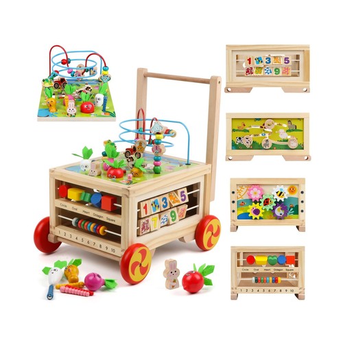 Wooden activity cube 1 - activity, 7-in-1