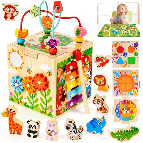 Wooden activity cube - wooden,