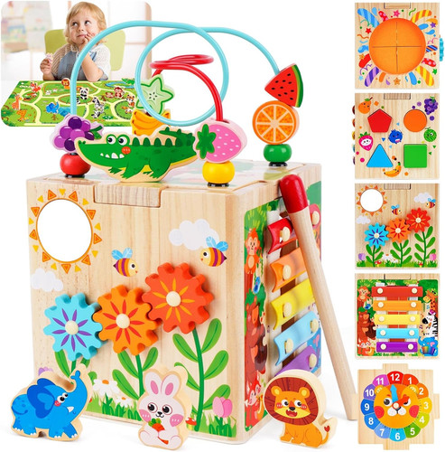 Kmtjt wooden activity cube - activity,