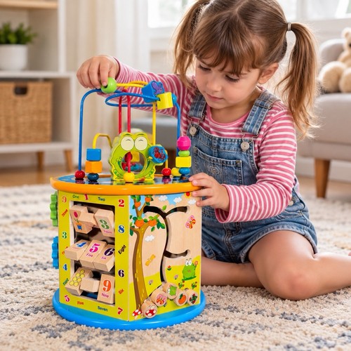 Wooden activity cube 1 - activity,