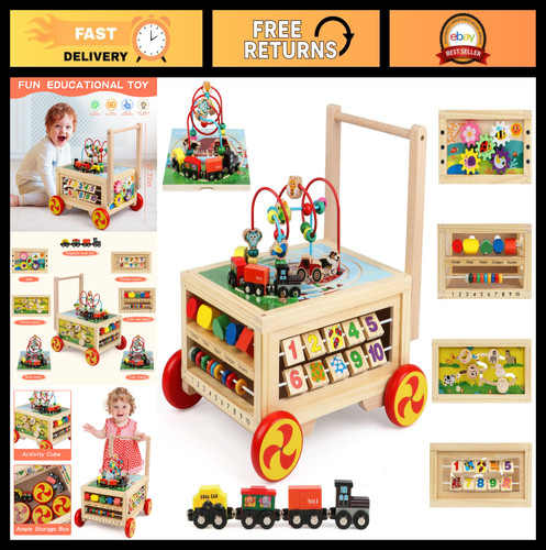 Wooden activity cube - wooden,