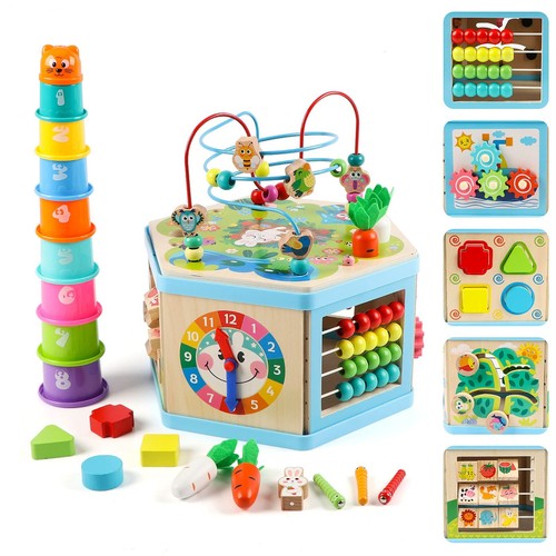 Wooden activity cube for - cube,