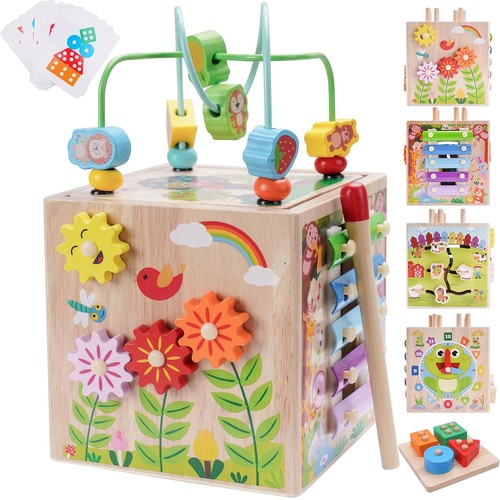 Blue wooden activity cube for - cube,
