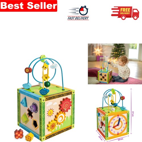 Wooden activity play cube - cube, for