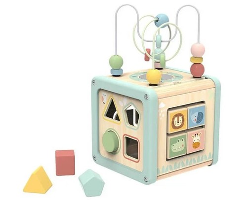 Wooden activity cube toy - activity,