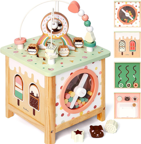 Wooden activity cube - wooden,