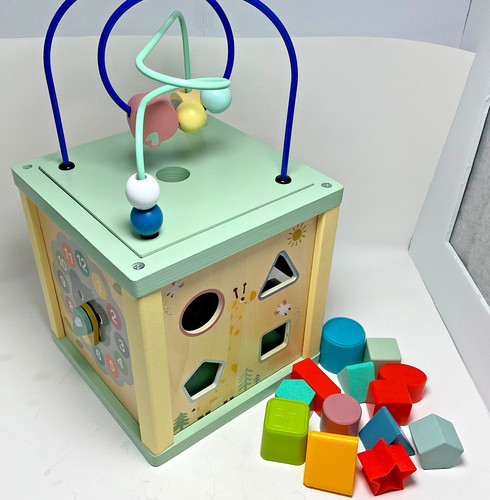 Wooden activity cube - wooden,