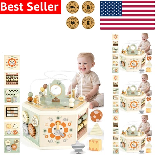 Wooden activity cube 1 - activity, 11-in-1
