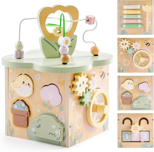 Wooden activity cube - activity,