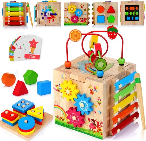 Wooden activity cube - wooden, 1