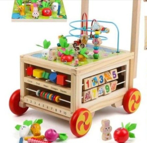 Wooden activity cube - wooden, 7-in-1
