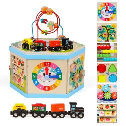 Wooden activity cube - activity, 9-in-1